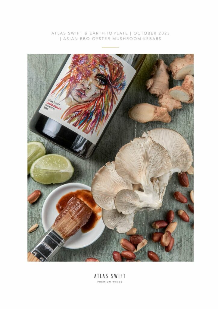 Asian BBQ Oyster Mushroom Kebabs With Wellington Chardonnay